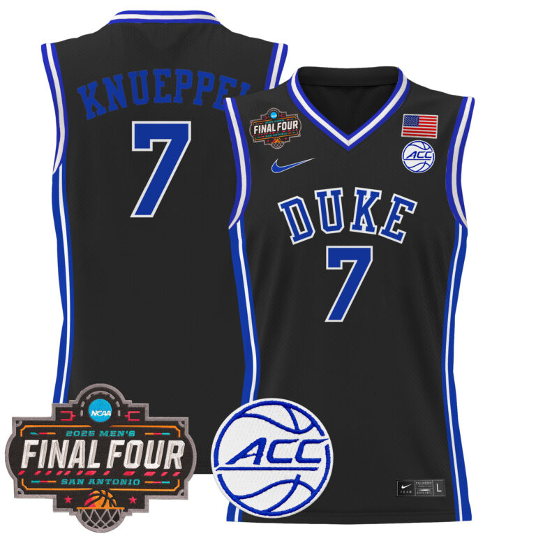 Men Duke Blue Devils #7 Knueppel black 2025 Final Four Patch NCAA Jersey->ncaa teams->NCAA Jersey